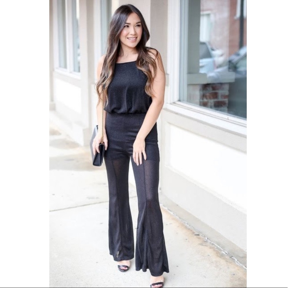DressUp Sparkly Black Open-Back Jumpsuit